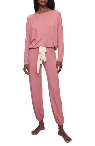 Eberjey Gisele Jersey Knit Slouchy Pajamas In Burgundy