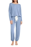 Eberjey Gisele Jersey Knit Slouchy Pajamas In Wedgewood Blue/ivory