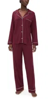 Eberjey Gisele Long Pajama Set Bordeaux/ivory In Brown