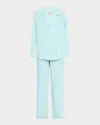 Eberjey Gisele Long Pajama Set In Canal Blueivory