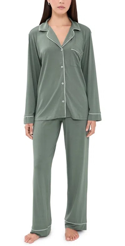 Eberjey Gisele Long Pajama Set Desert Sage/ivory