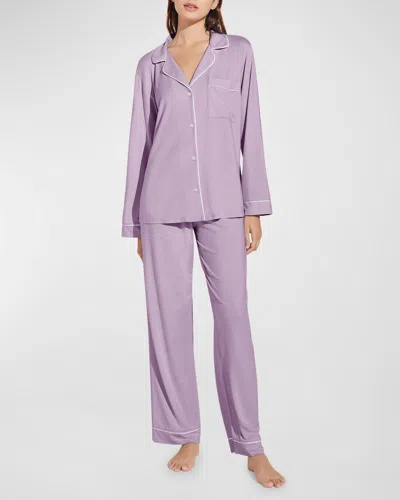 Eberjey Gisele Long Pajama Set In Lavender Ivory