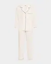 Eberjey Gisele Classic Pyjama Set Set In Pure Ivory/navy