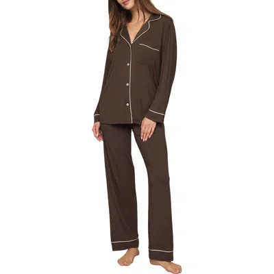 Eberjey Gisele Long Pajamas In Brown