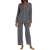 Eberjey Gisele Jersey Knit Pajamas In Graphite/sorbet Pink