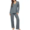 Eberjey Gisele Long Pajamas In Gray