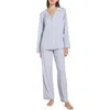 Eberjey Charcoal Heather Gisele Long Pajama Set In Ice Blue/ivory