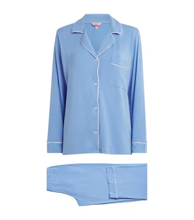 Eberjey Gisele Long Piped Pyjama Set In Blue