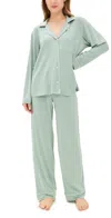 Eberjey Womens Eucalyptus/ivory Gisele Piped-trim Stretch-jersey Pyjamas Xxs