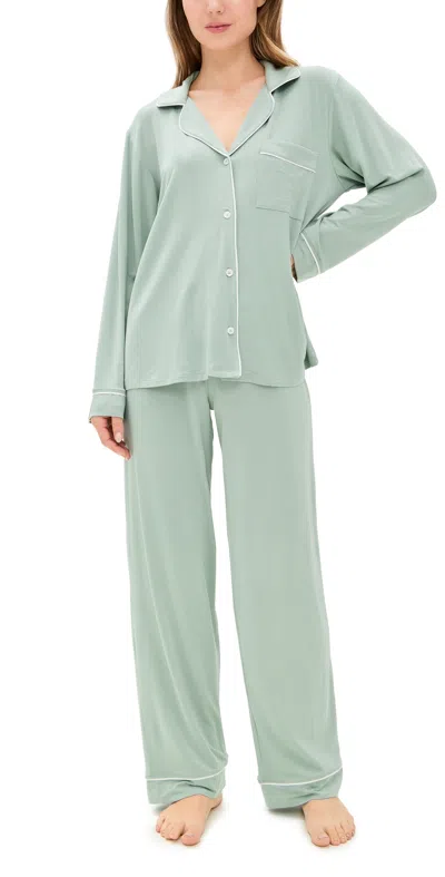 Eberjey Womens Eucalyptus/ivory Gisele Piped-trim Stretch-jersey Pyjamas Xxs