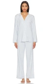 Eberjey Womens Heather Grey Sorbet Pink Gisele Stretch-woven Jersey Pyjama Set In Ice Blue & Ivory