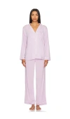 Eberjey Gisele Long Pj Set In Lavender & Ivory