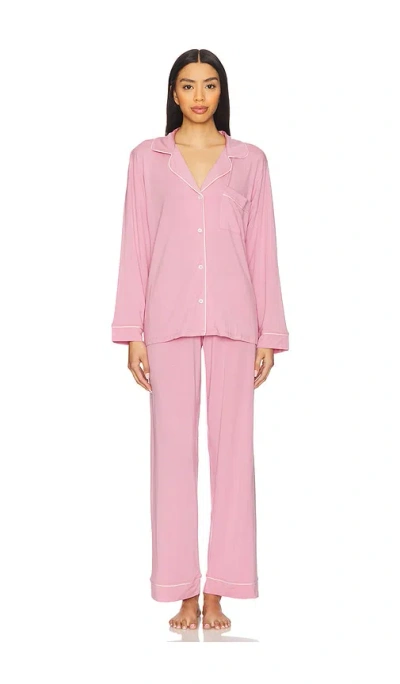 Eberjey Gisele Long Pj Set In Rose Quartz & Petal Pink