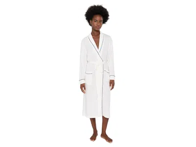 Eberjey Gisele Long Robe Women's Pajama Sets Ivory/navy: Xl In White