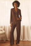 Eberjey Gisele Long-sleeve Pajama Set In Brown