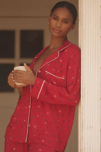 Eberjey Gisele Long-sleeve Printed Pajama Set In Red
