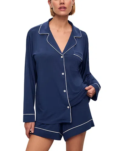 Eberjey Gisele Long Sleeve/short Pj Set In Blue
