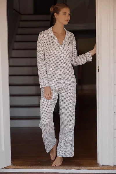 Eberjey Gisele Long-sleeve Printed Pajama Set In White