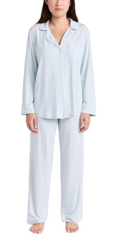 EBERJEY GISELE MODAL LONG PAJAMA SET ICE BLUE/ IVORY