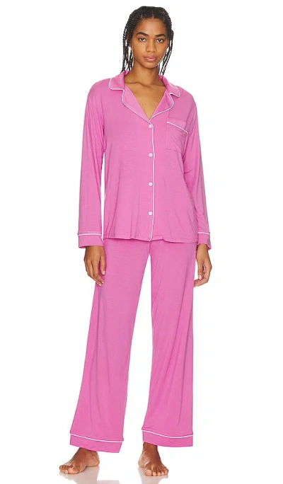 Eberjey Gisele Modal Long Pj Set In Italian Rose & Ivory