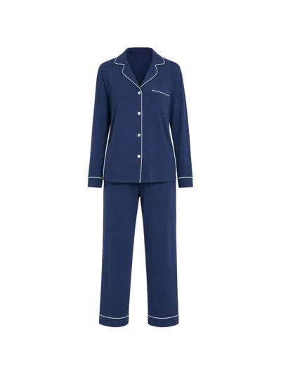 Eberjey Gisele Piping-detail Pajamas In Blue