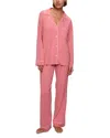 Eberjey Gisele Long Piped Pyjama Set In Sunkissed Coral/ivory