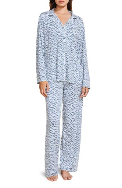 Eberjey Gisele Print Jersey Knit Pajamas In Denim Ivory