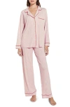 Eberjey Gisele Print Jersey Knit Pajamas In Duo Stripe Haute Red