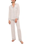 Eberjey Gisele Print Jersey Knit Pajamas In Petite Batik Ivory/ Denim