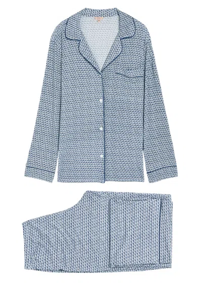 Eberjey Gisele Printed Jersey Pyjama Set In Blue