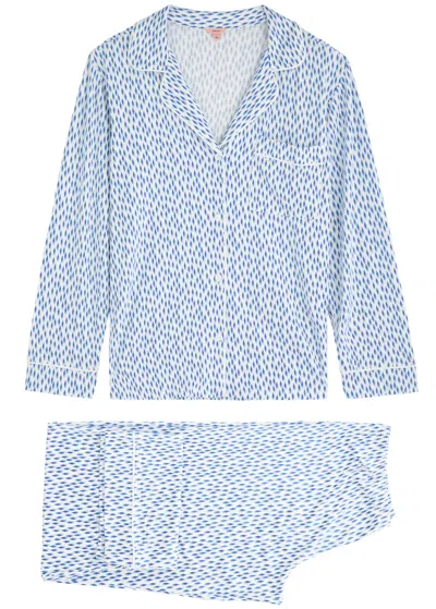 Eberjey Gisele Printed Jersey Pyjama Set In Blue And White