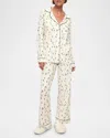 Eberjey Gisele Long-sleeve Printed Pajama Set In Alpine Skier Ivory Forest Green