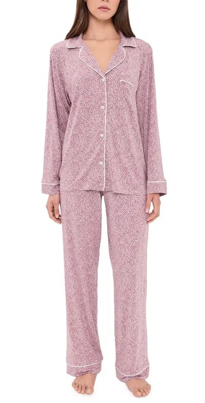 Eberjey Gisele Printed Long Pajama Set Animal Instinct Woodrose/ivory