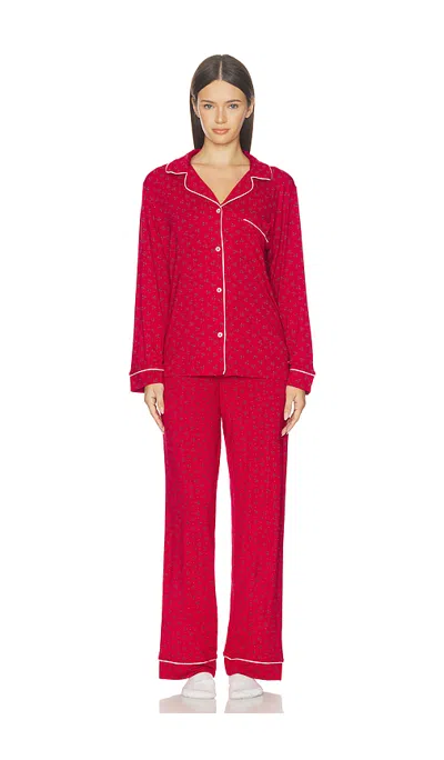 Eberjey Gisele Printed Long Pajama Set In White