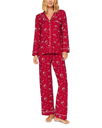 Eberjey Gisele Printed Long Pajama Set In Red
