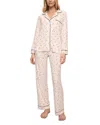Eberjey Gisele Printed Long Pj Set In Little Pink Heart Sorbet In Little Heart Sorbet