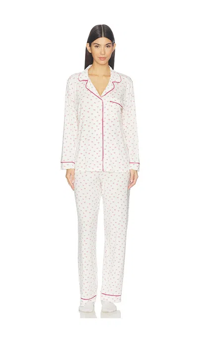 Eberjey Gisele Printed Long Pajama Set In Gray