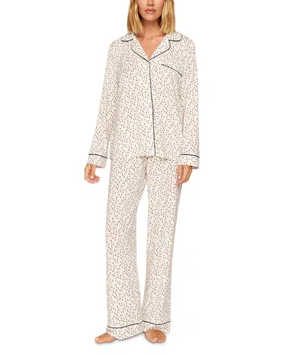 Eberjey Gisele Printed Long Pajama Set In White