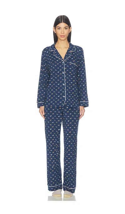 Eberjey Gisele Printed Long Pajama Set In Blue