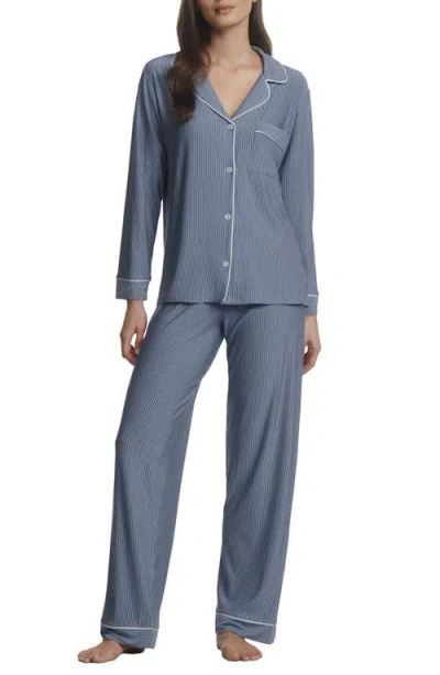Eberjey Gisele Printed Long Pajamas In Blue