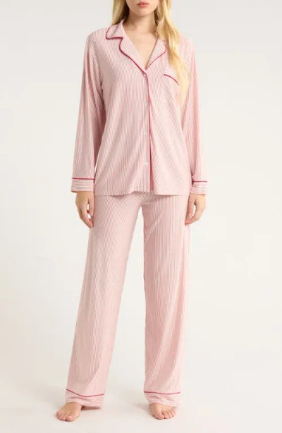 Eberjey Gisele Printed Long Pajamas In Duo Stripe Hollyred