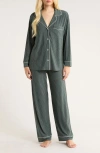 Eberjey Gisele Printed Long Pajamas In Green