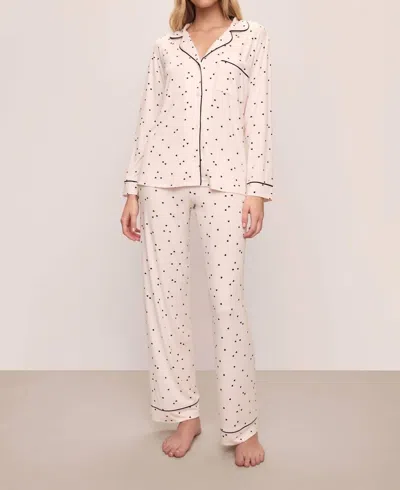 Eberjey Gisele Printed Long Pj Set In Little Pink Heart Sorbet In Little Heart Sorbet