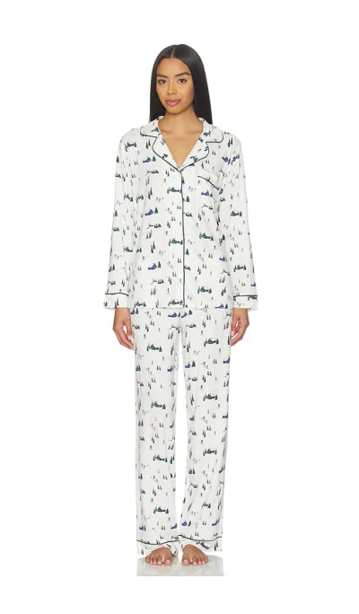 Eberjey Gisele Printed Long Pj Set In White