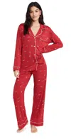 Eberjey Gisele Printed Long Pajama Set In Winter Wonderland Haute Red/iv