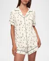 Eberjey Gisele Printed Relaxed Short Pajama Set In Alpine Skier Ivory Forest Green