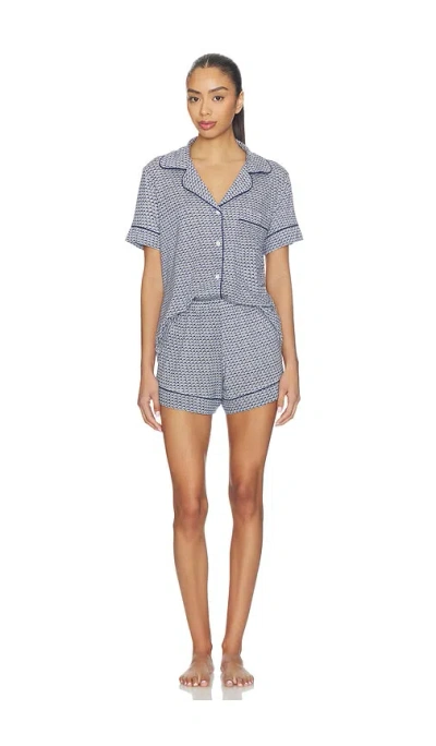 Eberjey Gisele Printed Relaxed Short Pajama Set In Gray