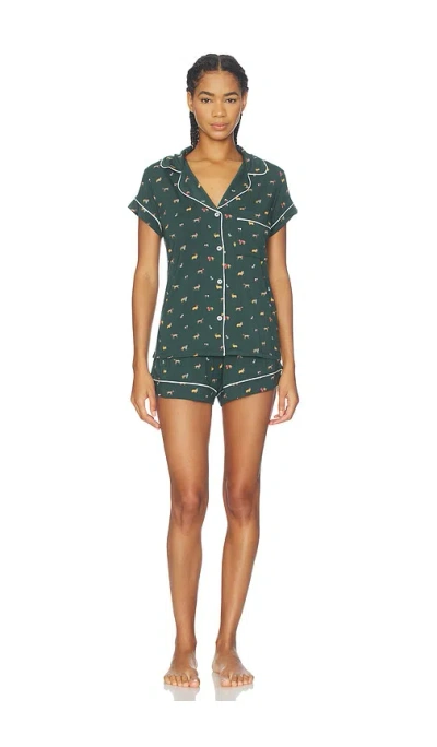 Eberjey Gisele Printed Short Pajamas In Green