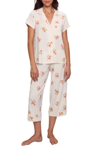 Eberjey Gisele Printed Short Sleeve Cropped Pajamas