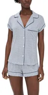 Eberjey Gisele Printed Shortie Pajama Set Geosphere Grey Dawn/navy In Blue
